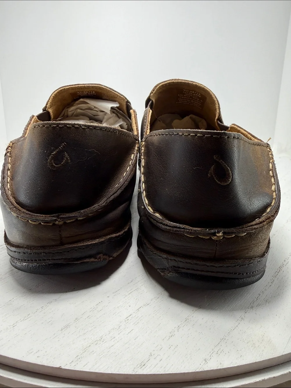 OluKai Men's Chocolate Brown Leather Slip-On Loafers
